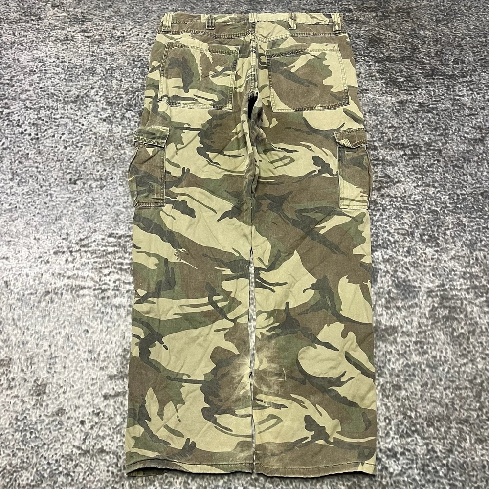 Wrangler Camo Pants Cargo Fleece Lined Mens 34x31 Green Brown Camouflage Y2K